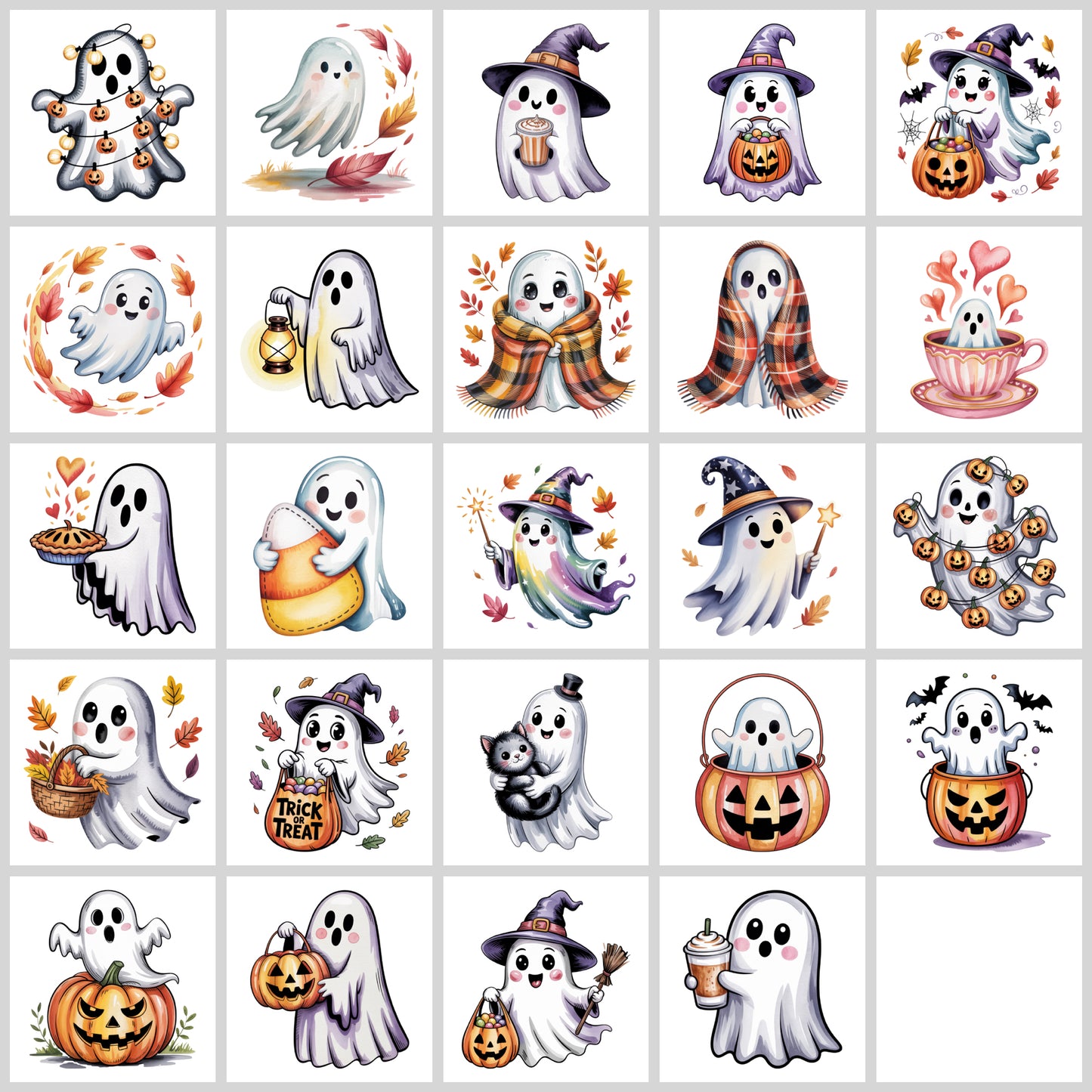 Cute Halloween Ghost Clipart Pack | Resell Rights Included