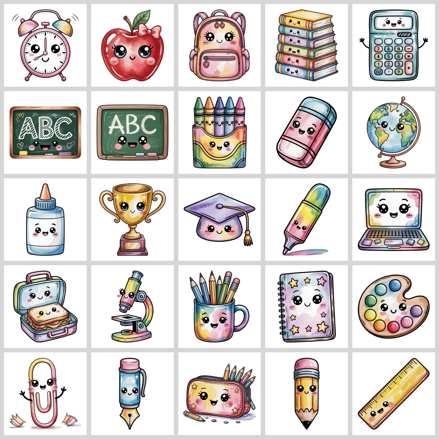 Kawaii Back to School Clipart Pack | Resell Rights Included