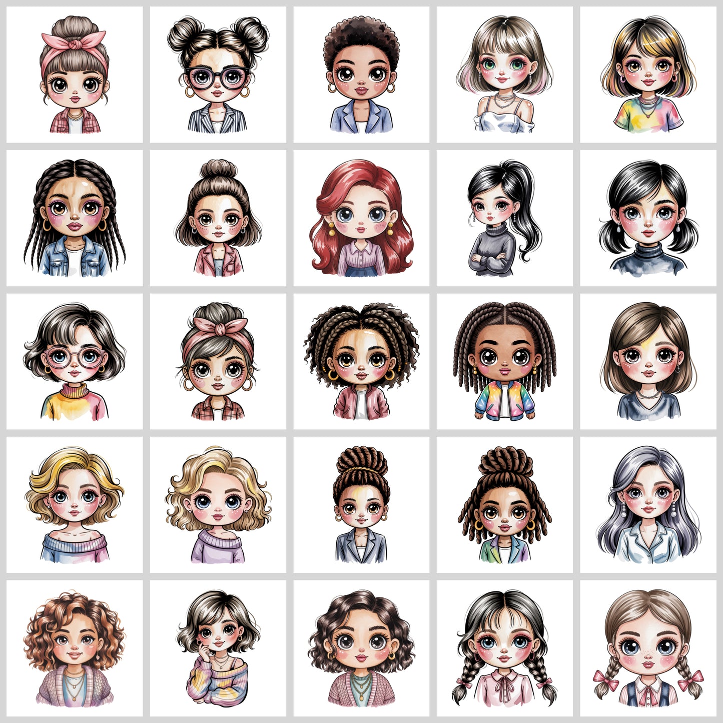 Cute Cartoon Girl Clipart Pack | Resell Rights Included