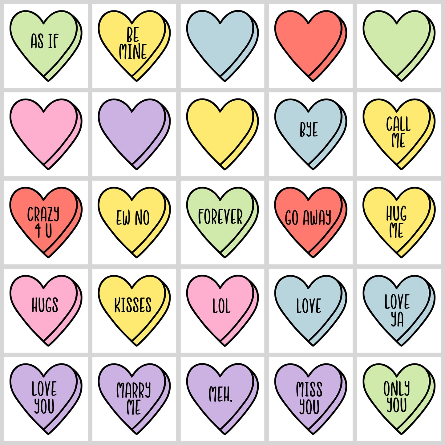 Conversation Hearts SVG Bundle | Resell Rights Included