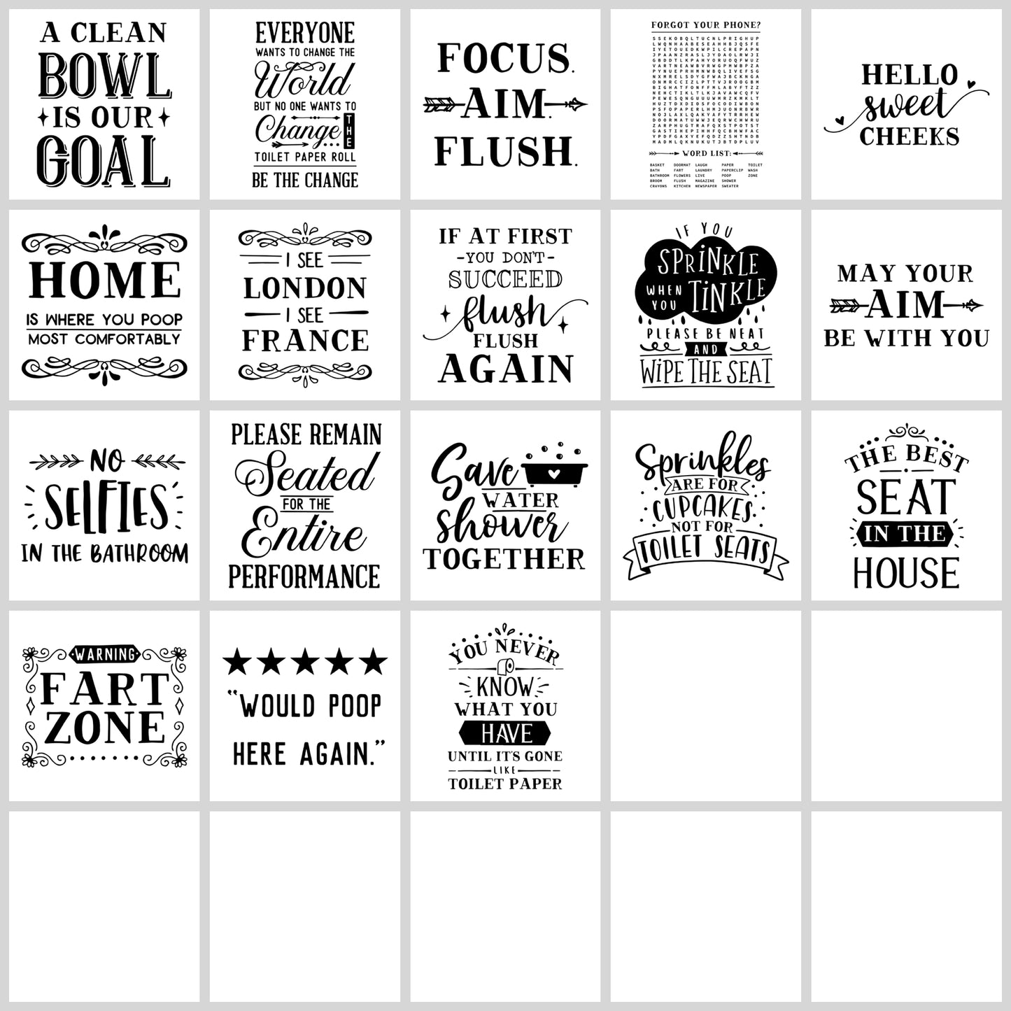 Bathroom Sign SVG Bundle | Resell Rights Included