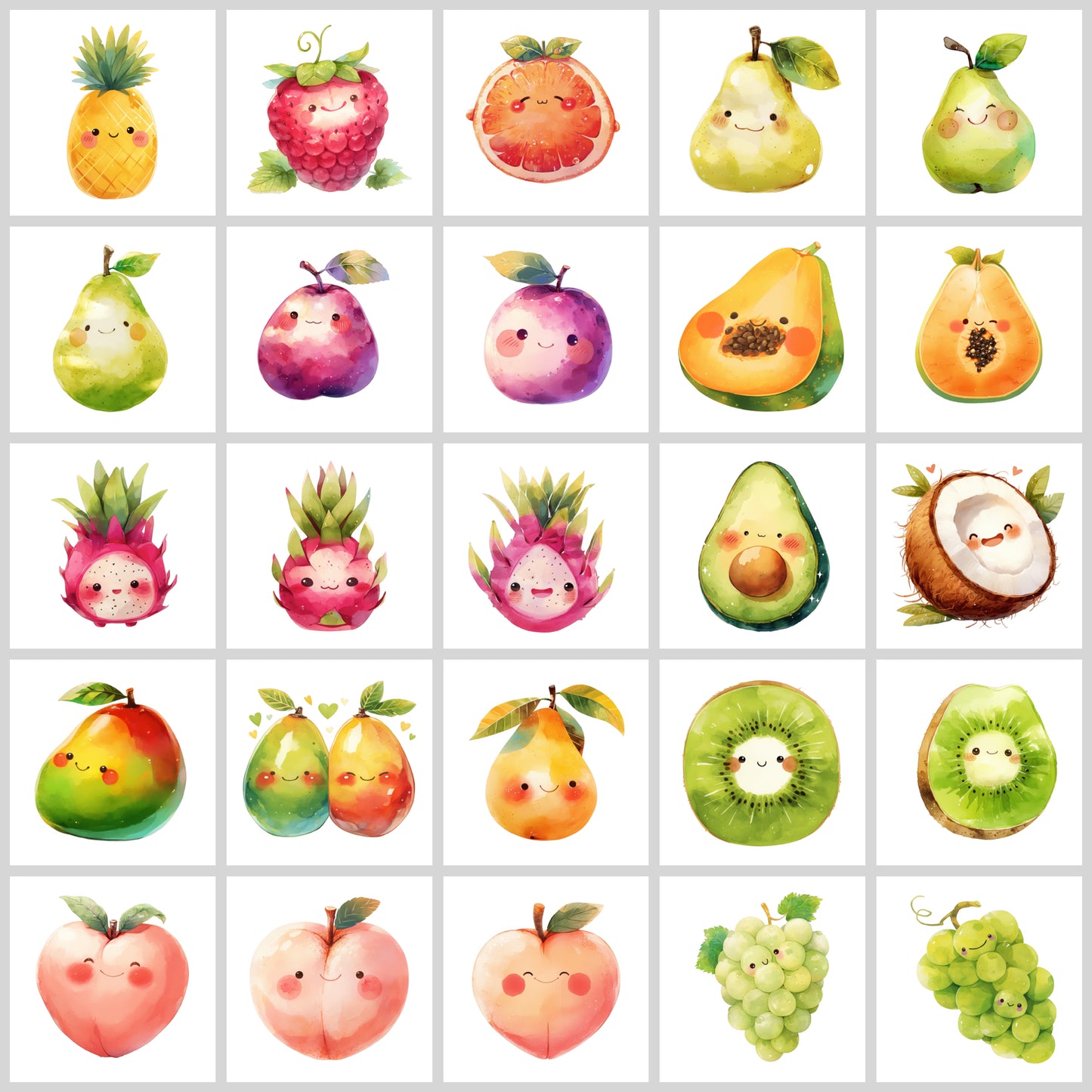 Cute Fruits Clipart Pack | Resell Rights Included