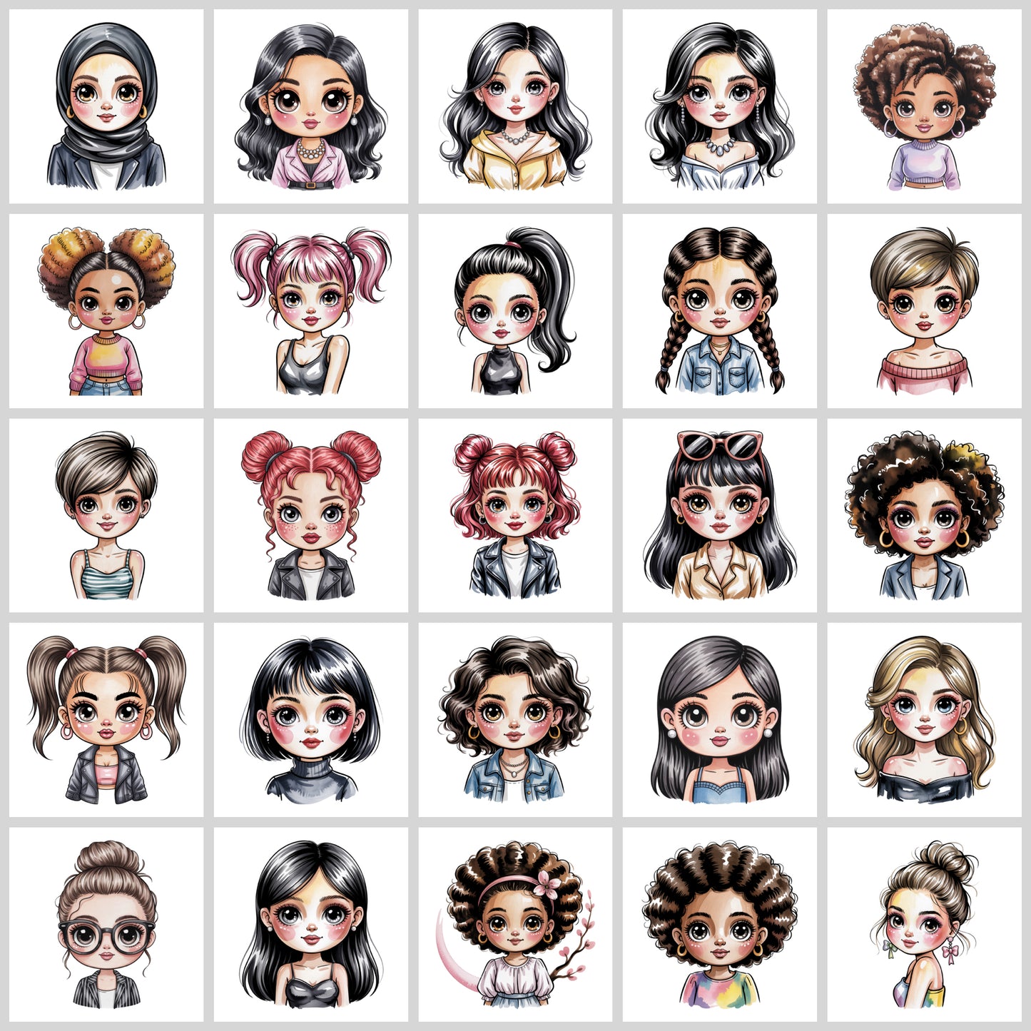 Cute Cartoon Girl Clipart Pack | Resell Rights Included
