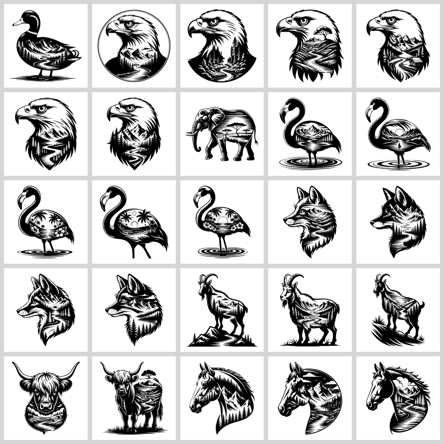 Animal Silhouette SVG Bundle | Resell Rights Included