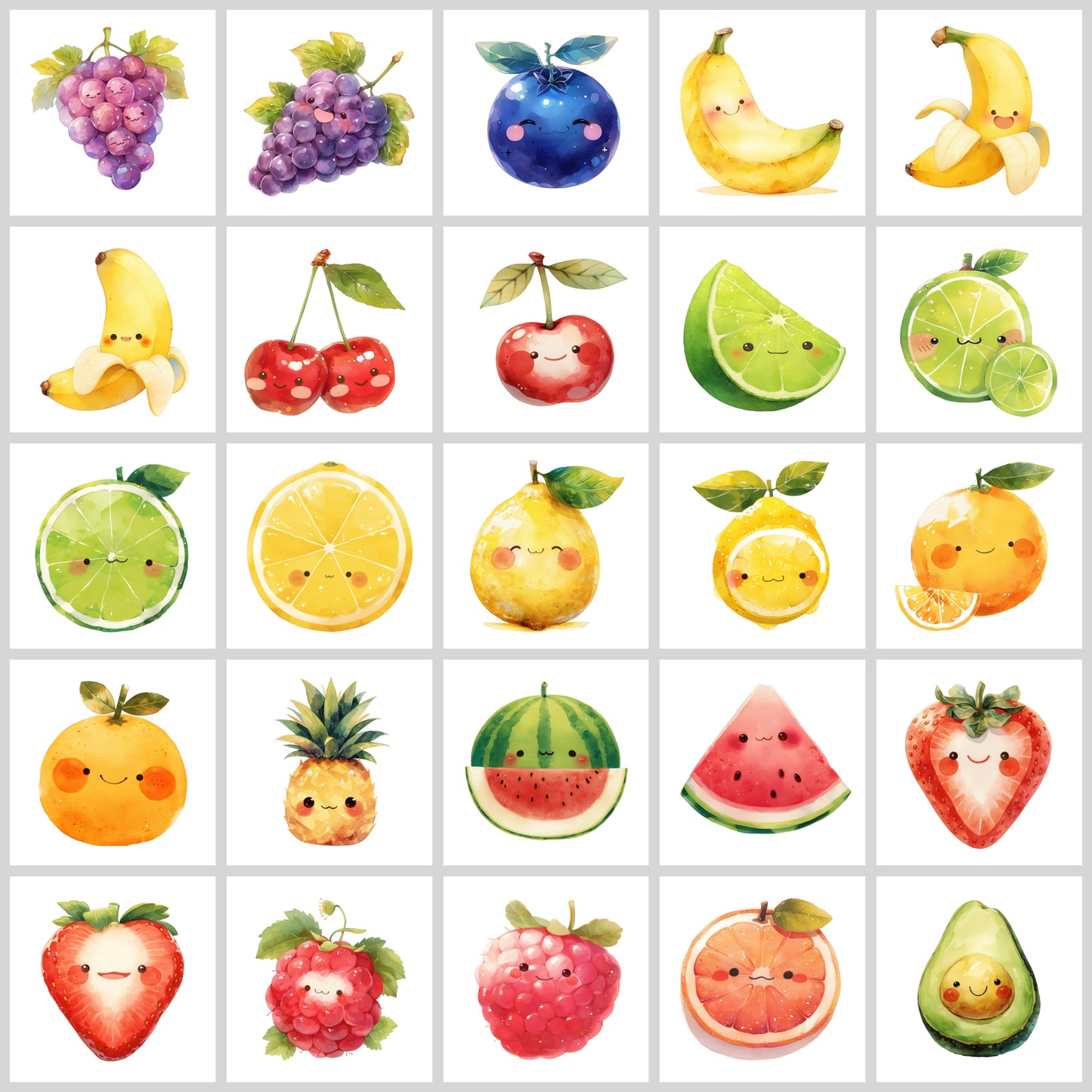 Cute Fruits Clipart Pack | Resell Rights Included
