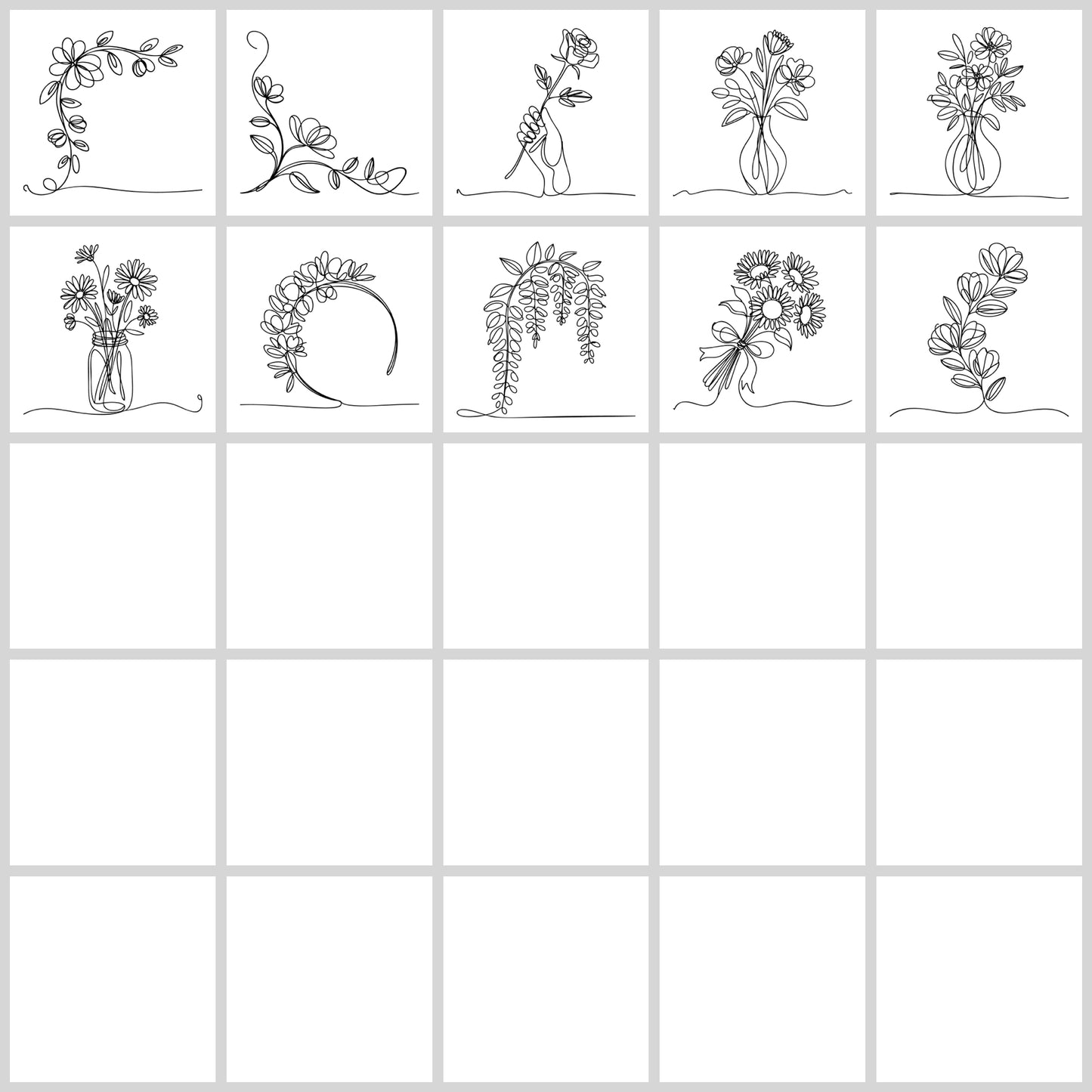 Floral Line Art SVG Bundle | Resell Rights Included