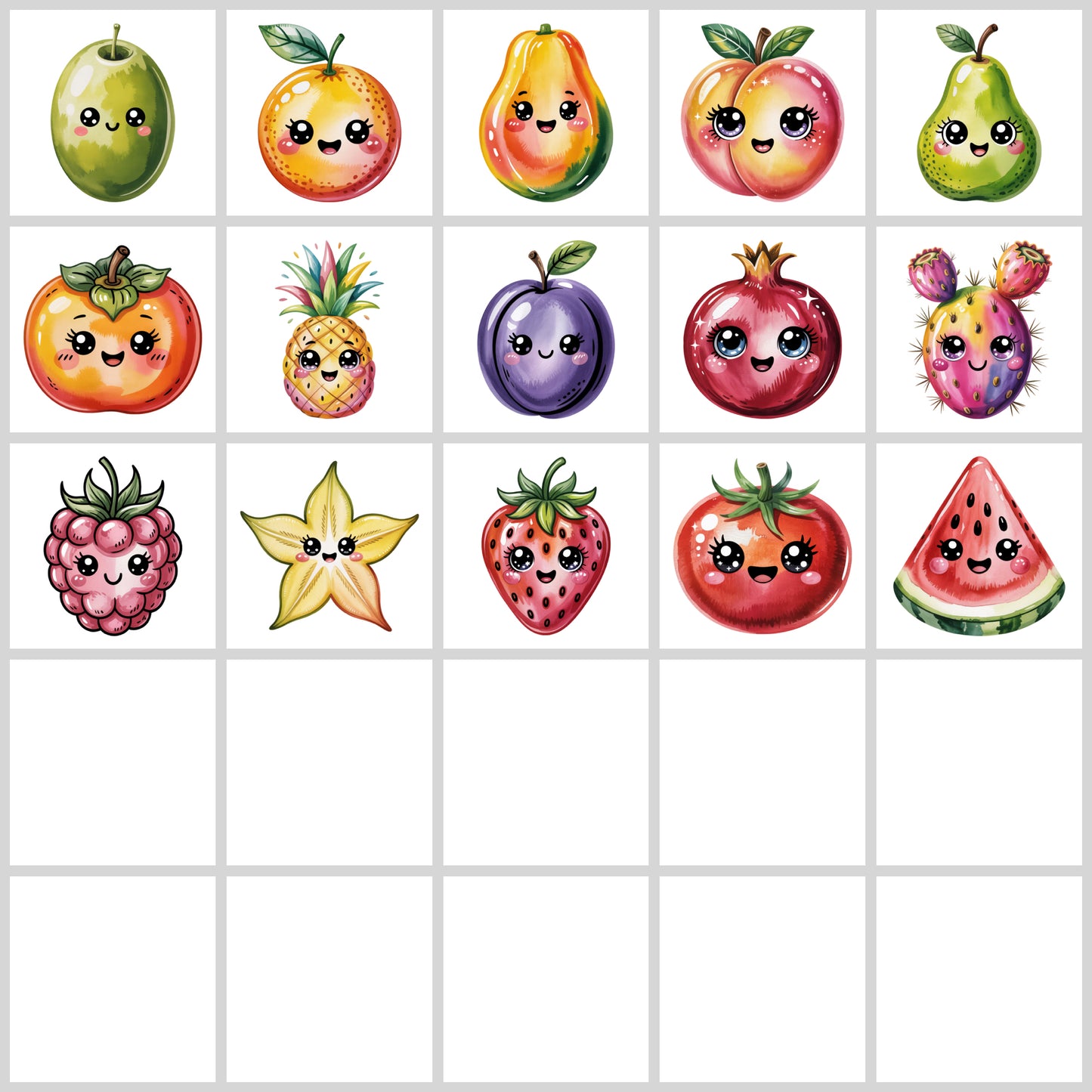 Kawaii Fruit Clipart Pack | Resell Rights Included