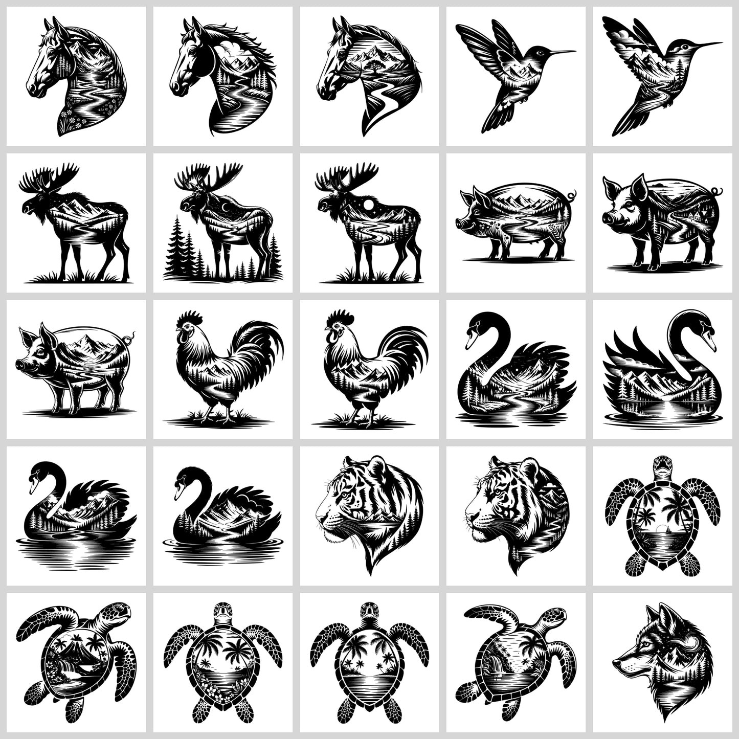 Animal Silhouette SVG Bundle | Resell Rights Included