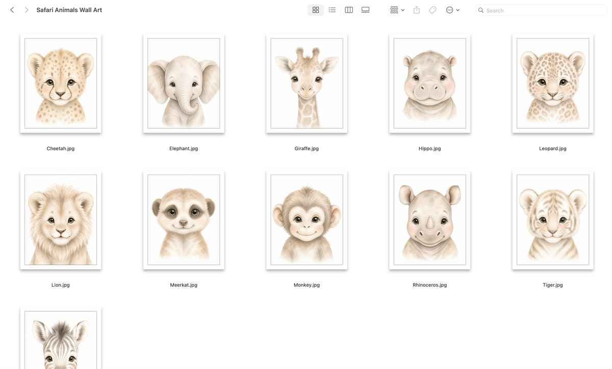Safari Animals Wall Art